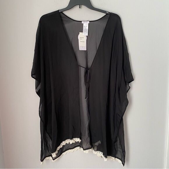 Jessica Simpson Other - Jessica Simpson Women’s Kimono Sleeve Sheer Swim Cover Up Rob Black M